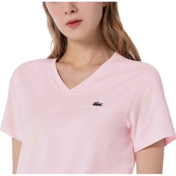 Футболка женская LACOSTE розовая, стильный дизайн — фото 2