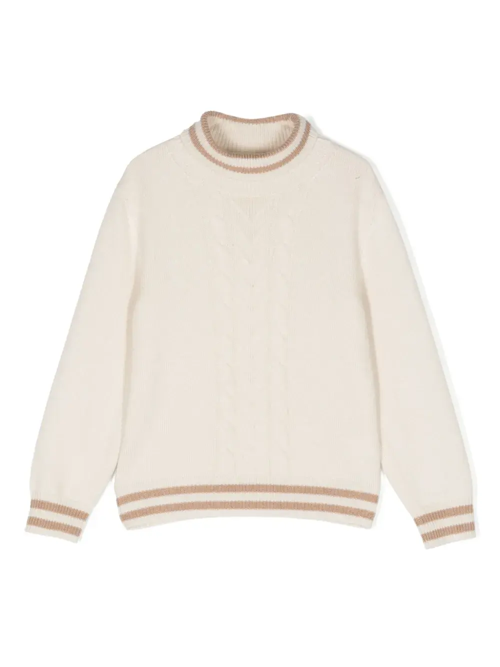 

Кашемировый джемпер фактурной вязки Brunello Cucinelli Kids, белый