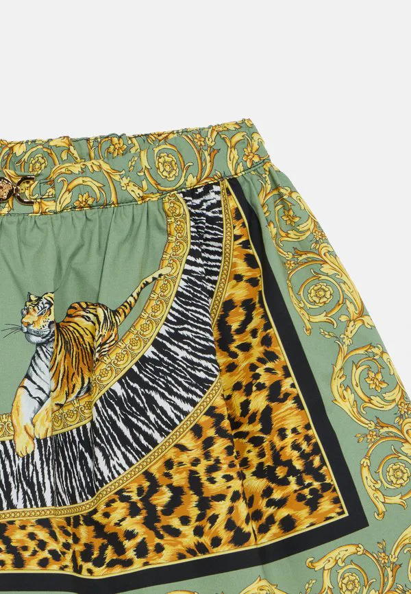 Юбка с изображением диких кошек, детская мини-юбка Versace, Sage Green/Black — фото 3