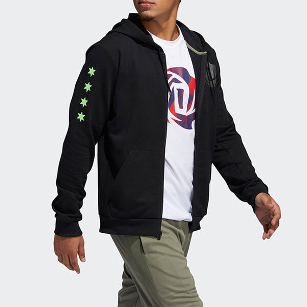 Куртка adidas Rose Fullzip Basketball Sports Long-sleeve Hooded Jacket Men Black, черный — фото 4