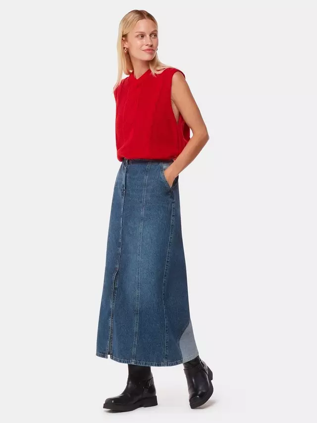 

Юбка Whistles Patchwork Denim Midi, синий