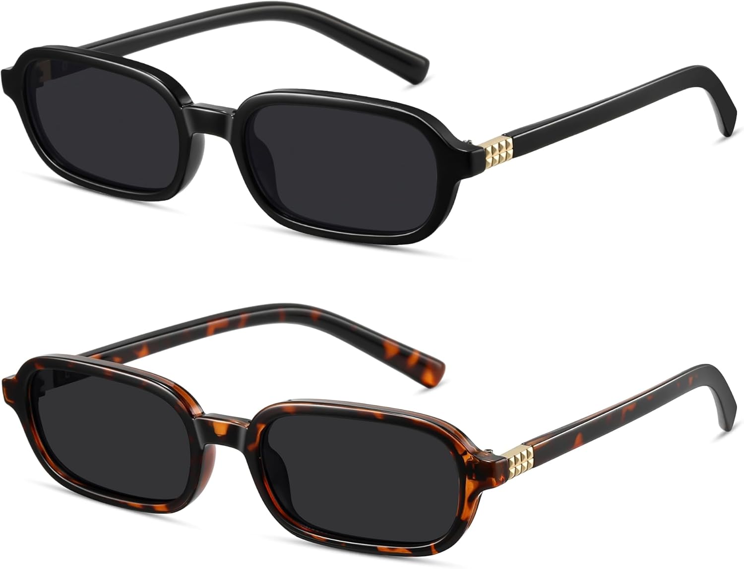 

Ретро-солнцезащитные очки прямоугольной формы для женщин и мужчин, модные винтажные маленькие квадратные солнцезащитные очки в стиле 90-х, милые солнцезащитные очки CL010 Colrea, Black Frame/Black Lens+tortoise Frame/Black Lens