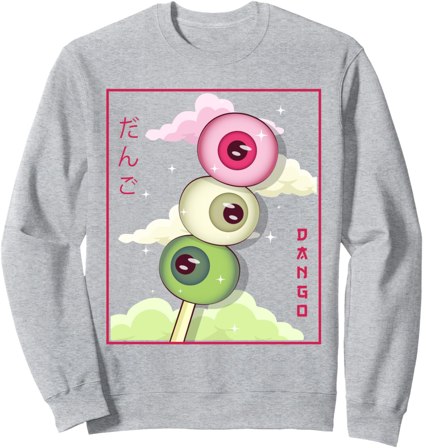 

Странная эстетика, кавайный японский стиль, данго моти, толстовка с изображением глаз Weirdcoreaesthetic Clothingalt Indiedreamcore, серый