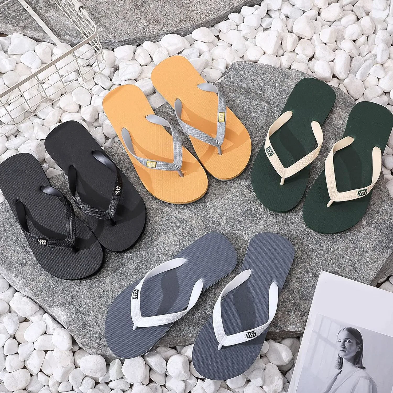 

Мужские туфли-тапочки с плоской елочкой, модные повседневные пляжные сандалии с поддержкой размера Generic, серый