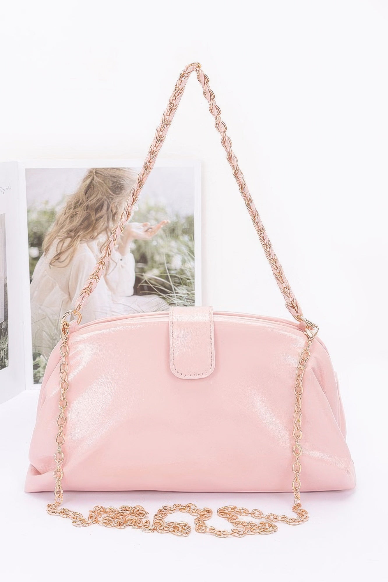 

Эмалевая рамочная сумка через плечо FASHNZFAB, розовый