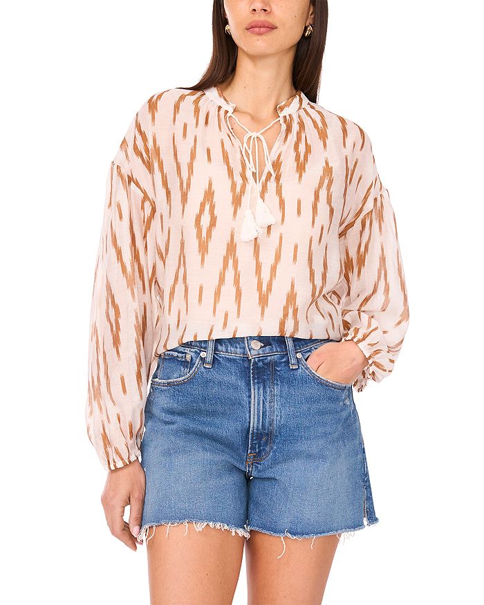 

Блузка с завязками и кисточками VINCE CAMUTO, коричневый/бежевый
