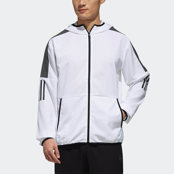 Куртка casual sports contrasting colors hooded woven jacket white Adidas, белый — фото 3
