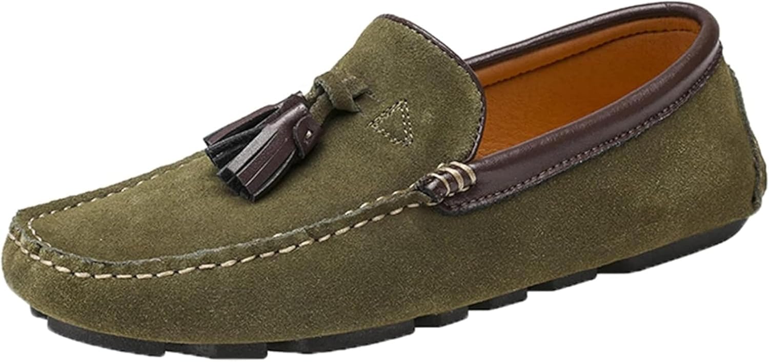

Мужские лоферы OXCOWNIU, повседневные туфли на плоской подошве, лодочные туфли с кисточками, мужские лоферы на молнии, зеленый