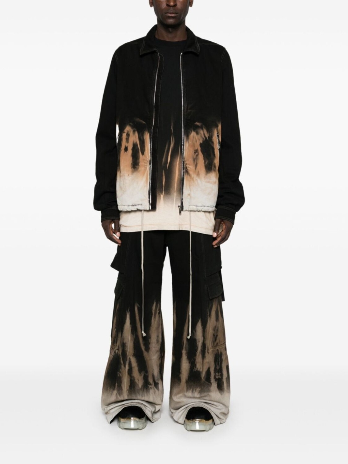 Rick Owens DRKSHDW джинсовая куртка с принтом тай-дай, черный — фото 2