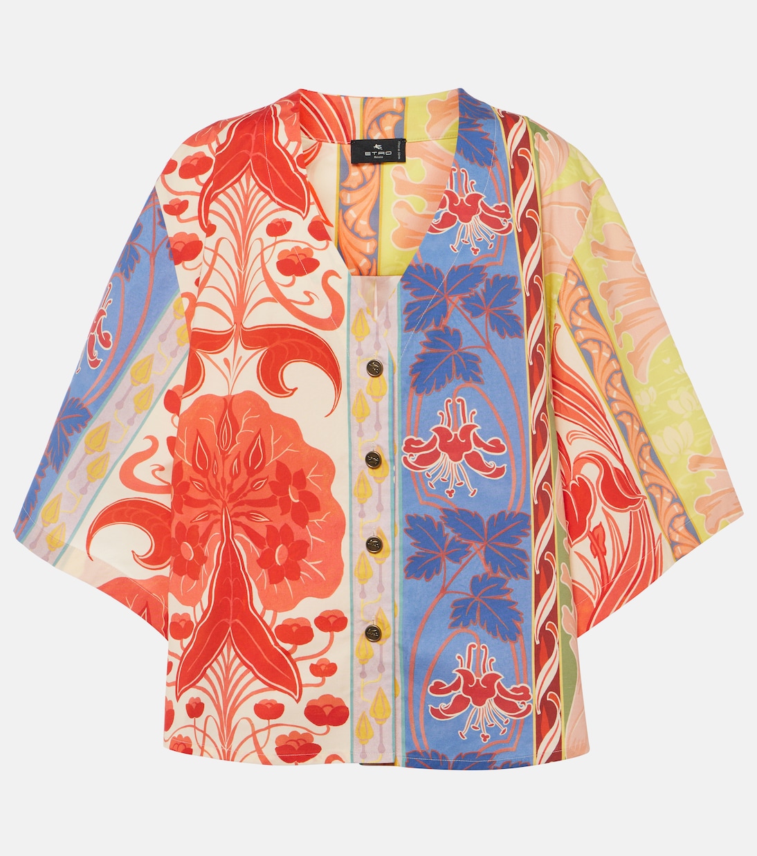 

Рубашка свободного кроя из смесового хлопка с принтом Etro, Print On White Base