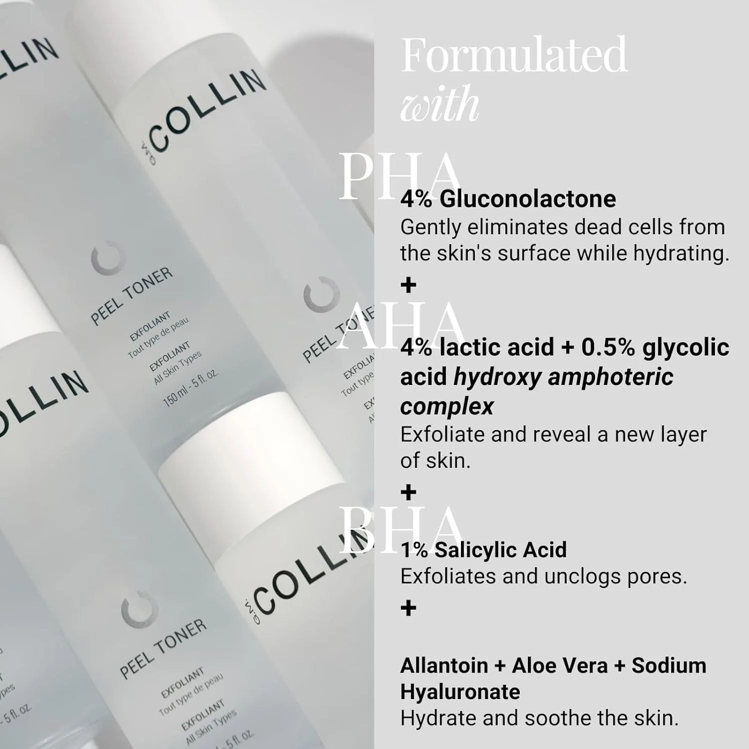 Тоник Gm Collin — G.M. Peel Toner Exfoliant, ежедневный с AHA BHA PHA, салициловая кислота для пор и — фото 4