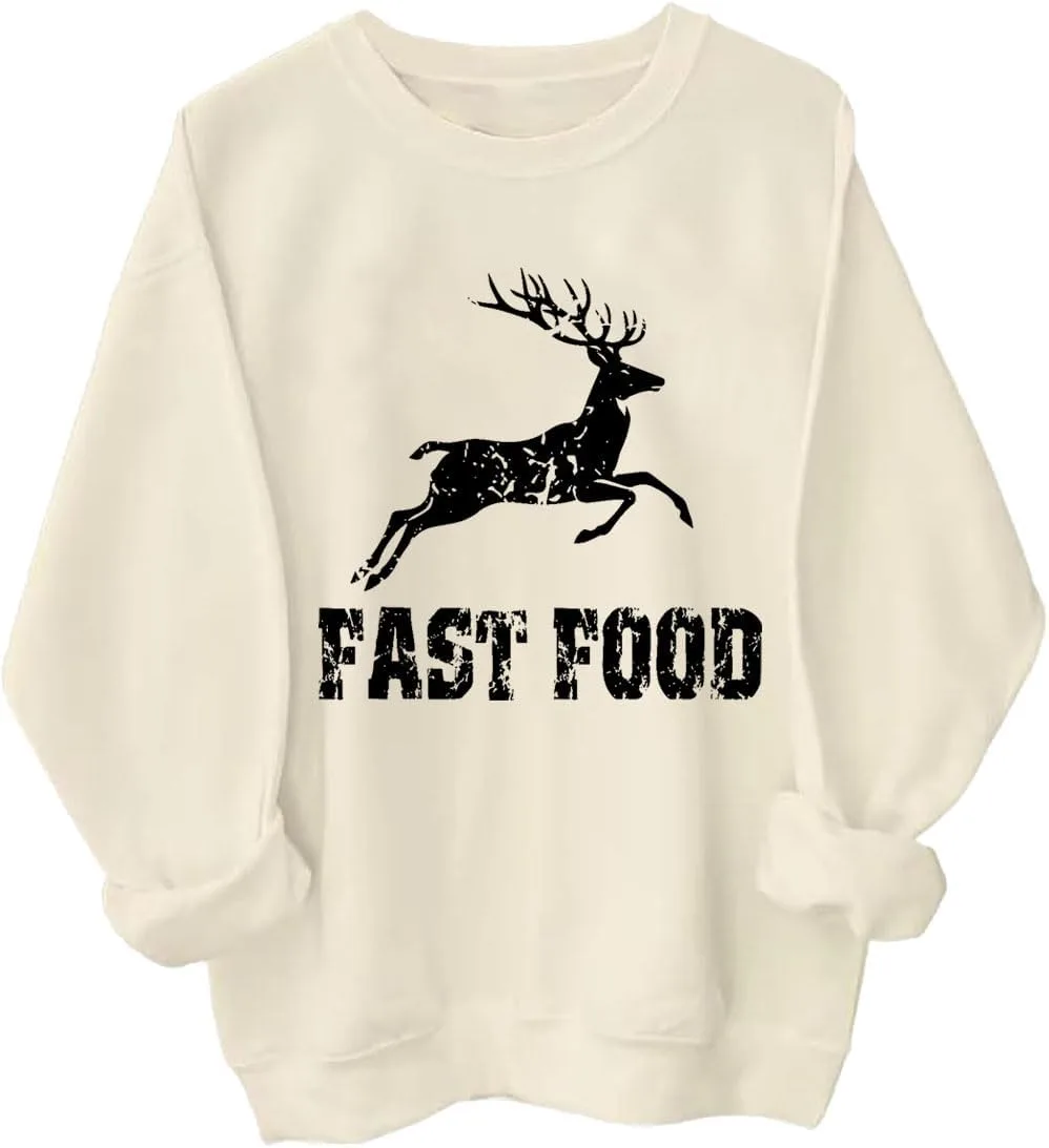 

Толстовка Fast Food Deer, забавный худи с оленем для мужчин и женщин LNDOCAI