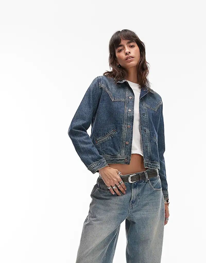 

Оригинальная декорированная джинсовая куртка Levi's синего цвета