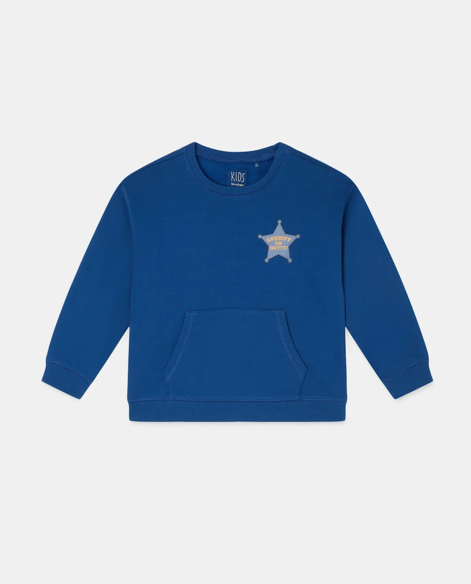 

Свитшот с круглым вырезом и карманом кенгуру для мальчика Kids El Corte Inglés, синий