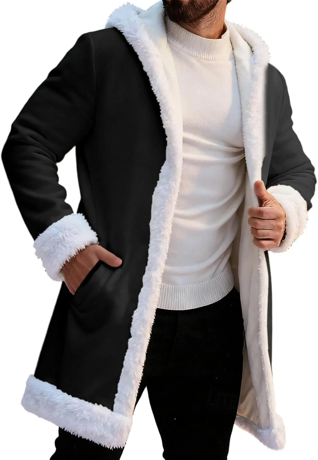 

Рождественский красный кардиган для мужчин, оверсайз, с капюшоном и карманами