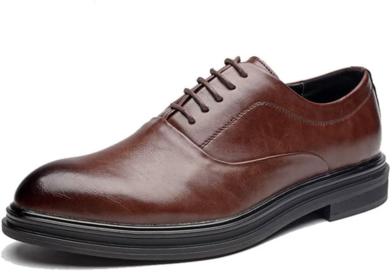 

Мужские простые модные кожаные туфли с острым носком для повседневного и делового стиля, туфли для мужчин Materuieyes, коричневый