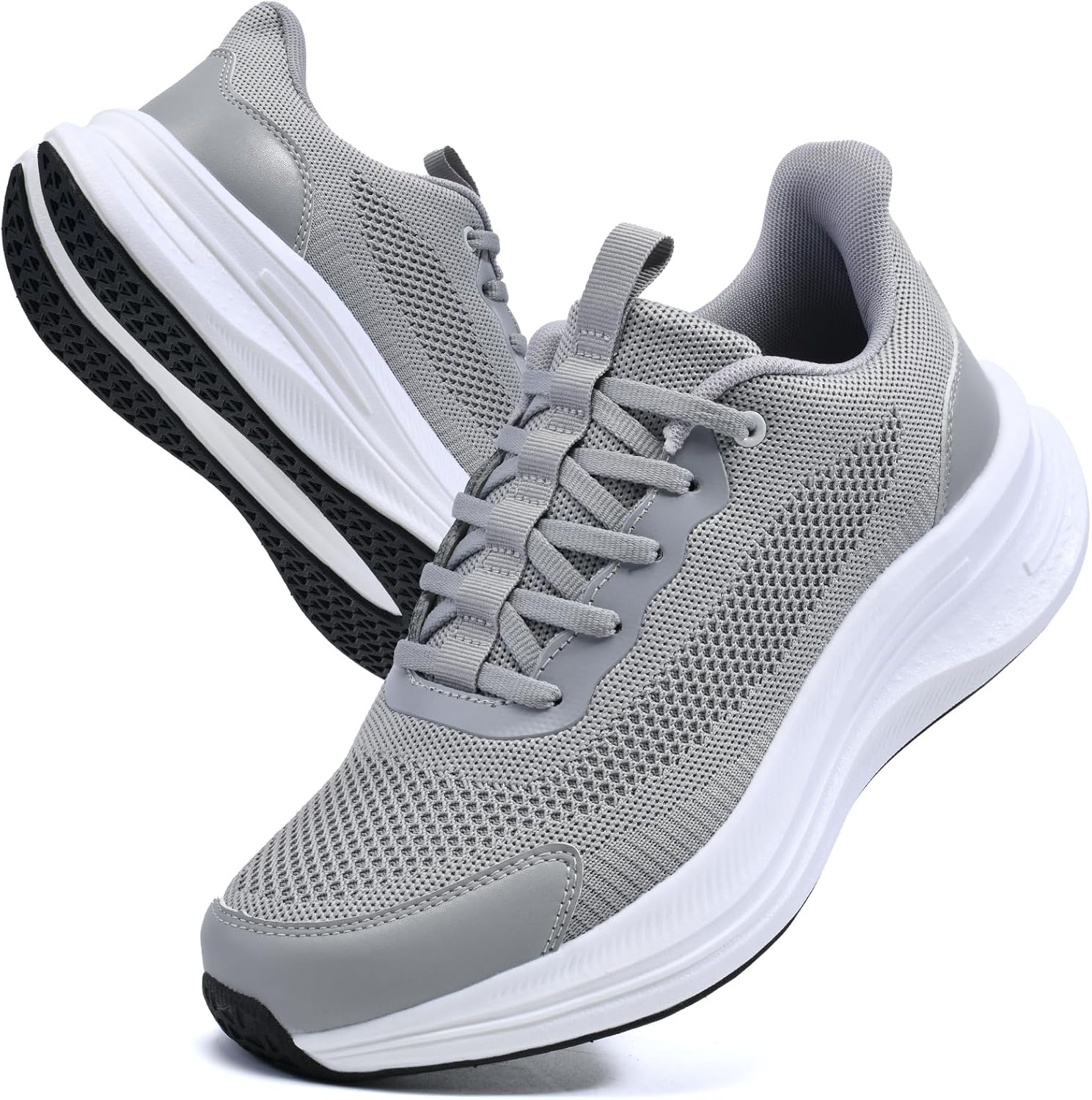 

Мужские кроссовки на легкой посадке, для ходьбы, тенниса и тренировок, дышащие, с противоскользящей подошвой и поддержкой свода стопы Zeubnxs, серый