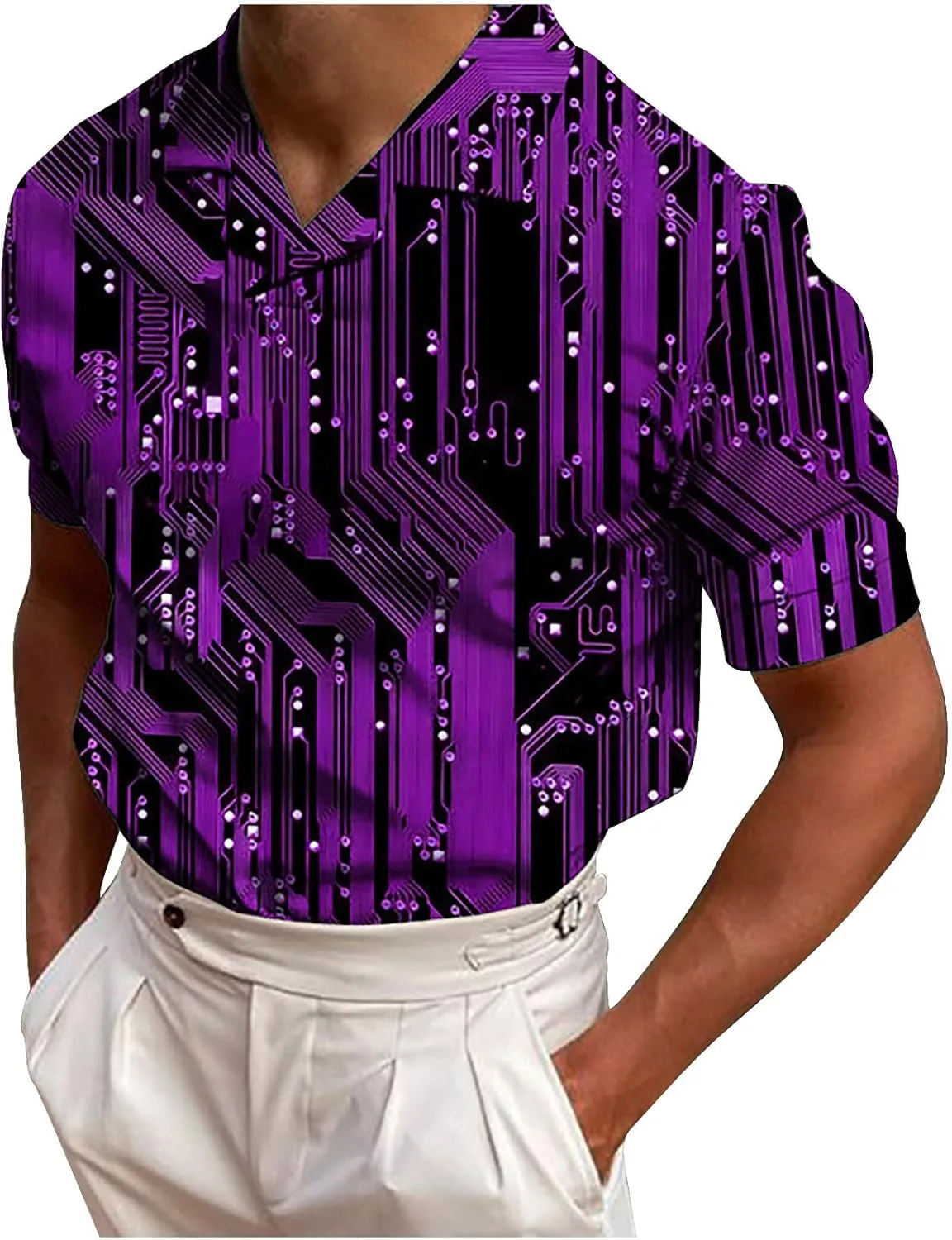 

Мужская рубашка Casual Long Sleeve с принтом Circuit Board