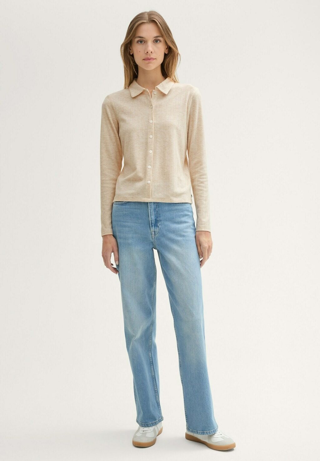 

Блузка на пуговицах LANGARM TOM TAILOR DENIM, цвет Mottled Beige