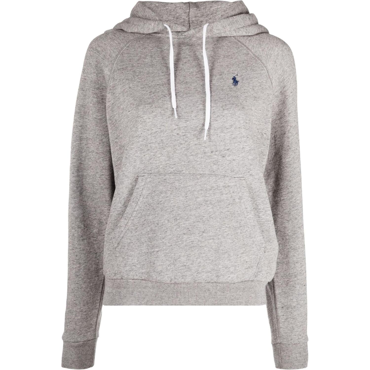 

Худи с вышитым пони на шнурке Polo Ralph Lauren, серый