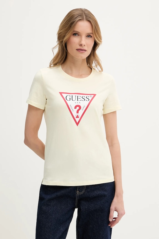 

Хлопковая футболка Guess, желтый