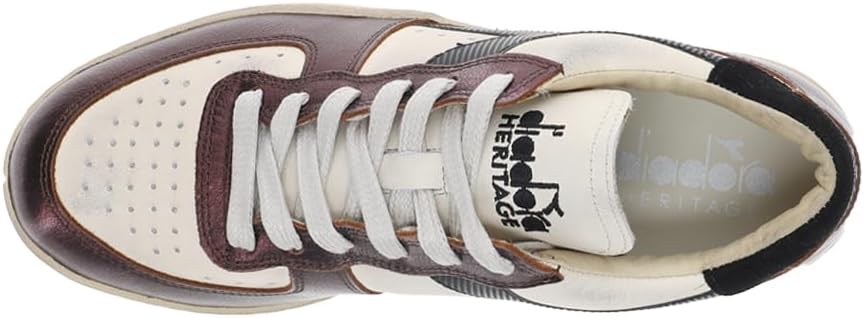 Мужские кеды Diadora Mi Basket Low Metallic с потертой шнуровкой, повседневные- бежевые — фото 4