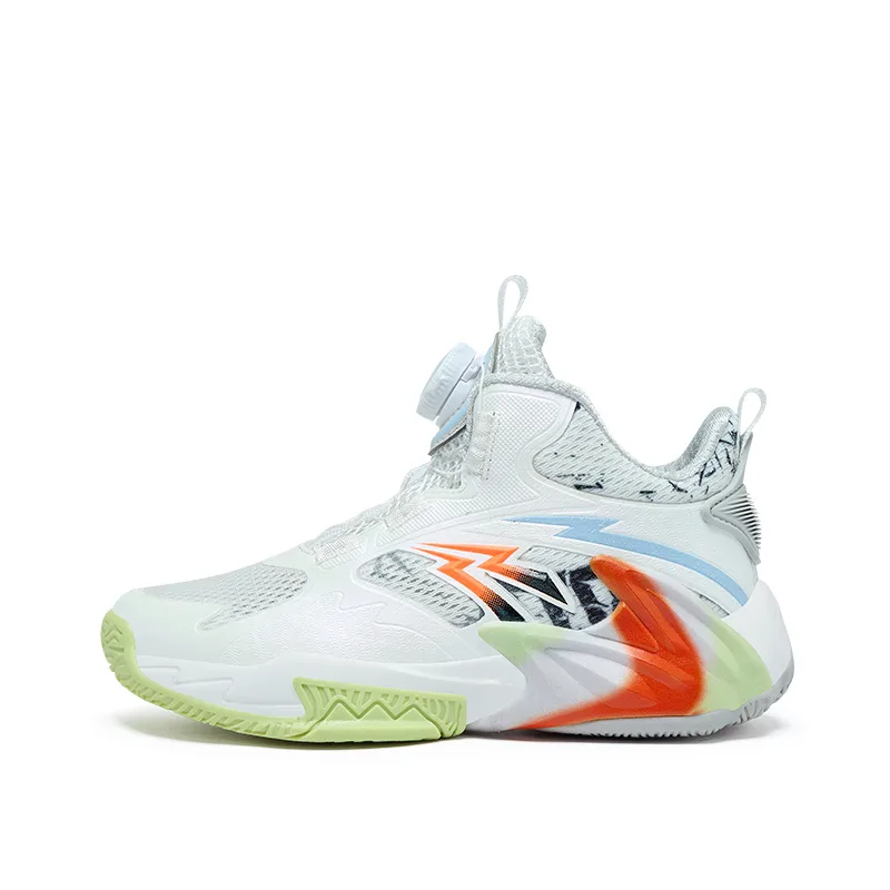 Детские баскетбольные кроссовки mid top BIG WASP, White/Twilight Blue[Breathable Mesh]