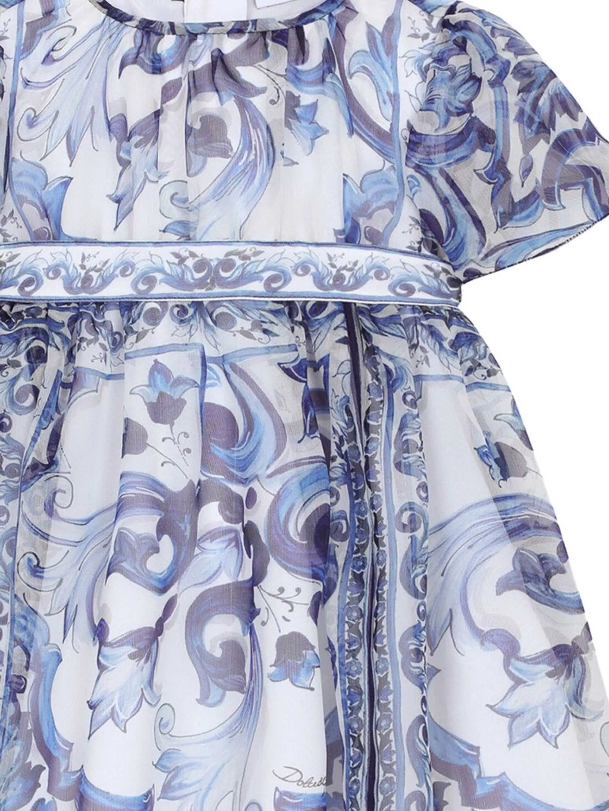 Платье с принтом Majolica Dolce & Gabbana Kids, синий — фото 4