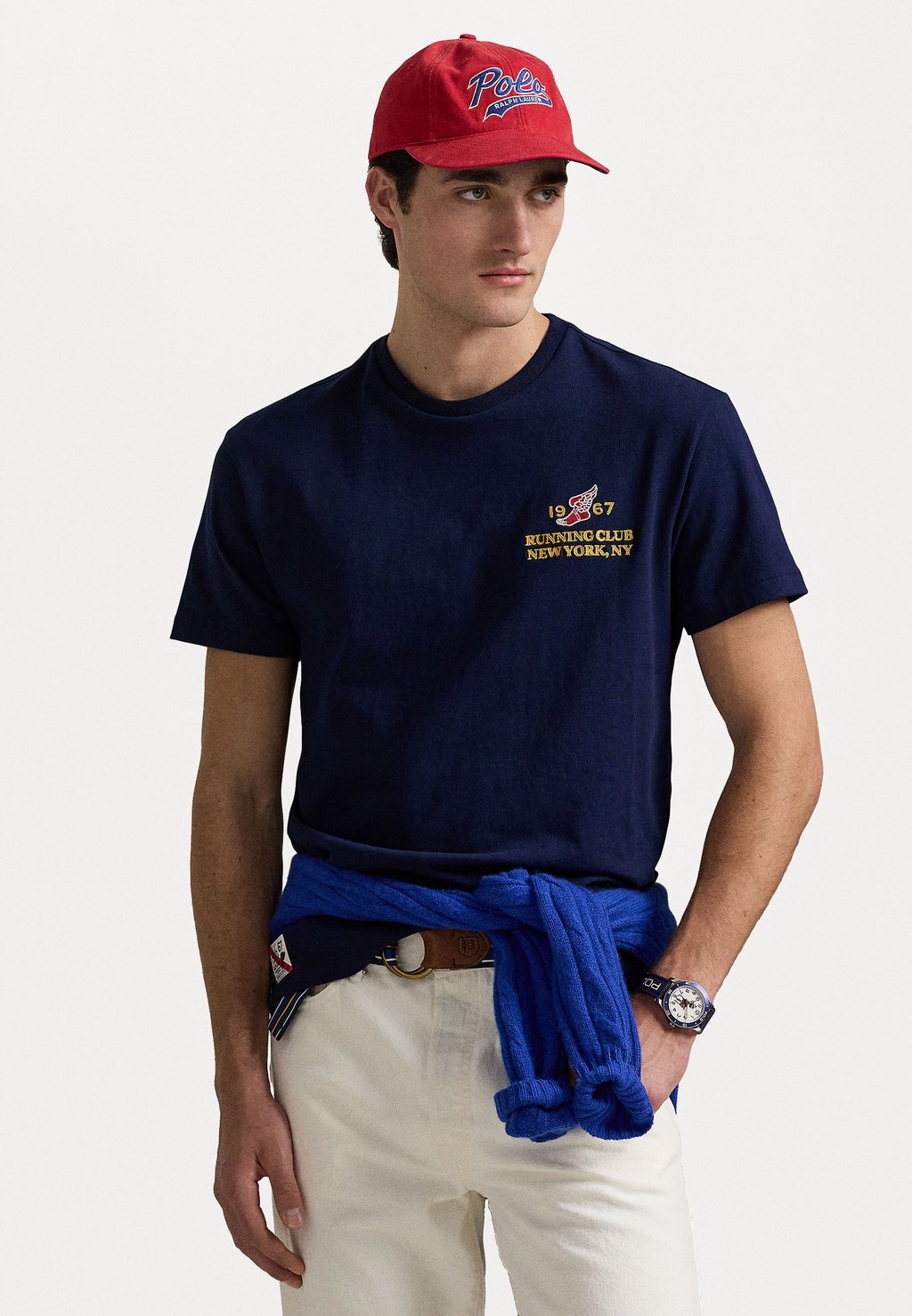 

Футболка с принтом CLASSIC FIT HEAVYWEIGHT JERSEY T-SHIRT Polo Ralph Lauren, темно-синий