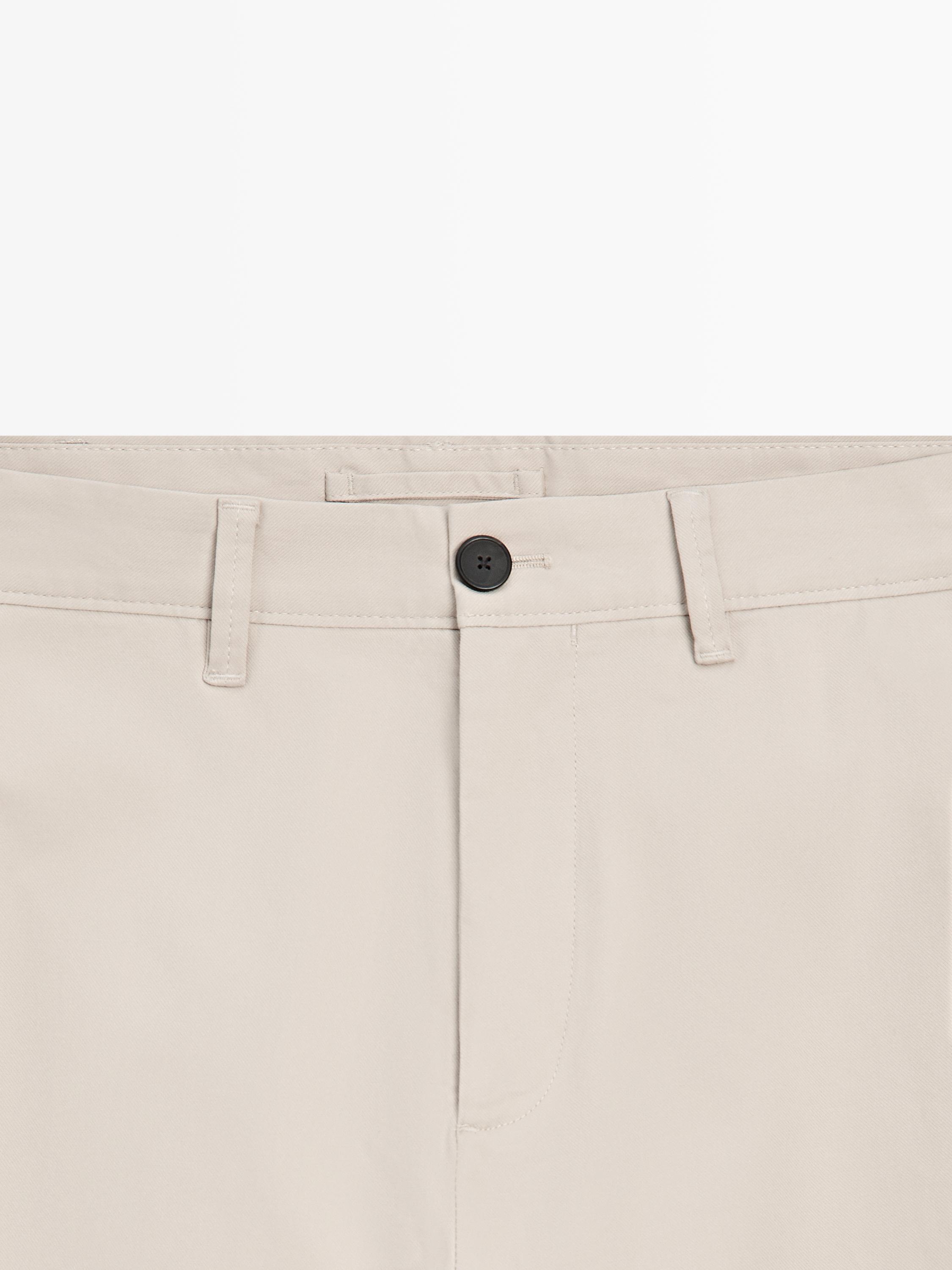 Брюки slim fit из хлопковой смеси Massimo Dutti, beige — фото 2