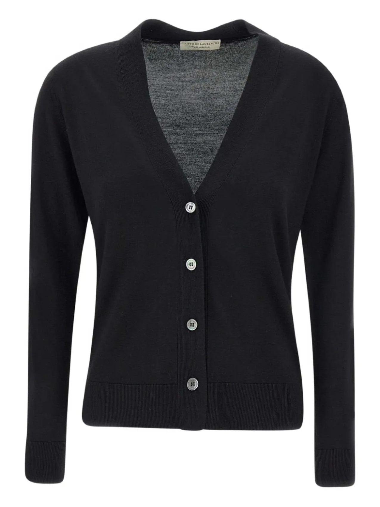 

Кардиган в рубчик с V-образным вырезом от Filippo De Laurentiis, черный