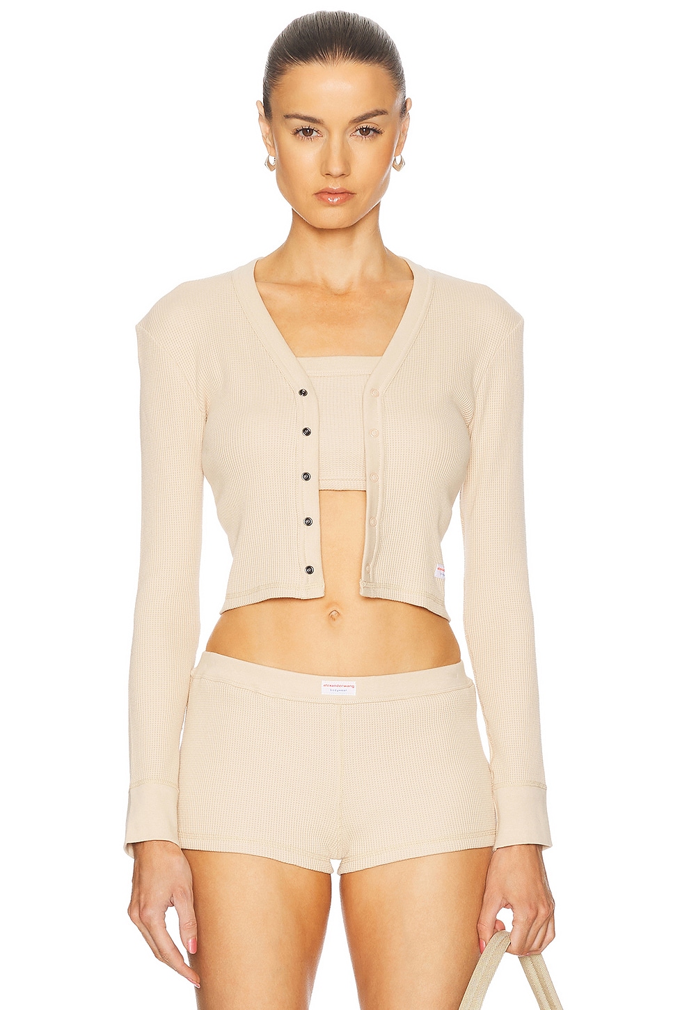 

Длинный кардиган с вафельной текстурой Alexander Wang, Doeskin