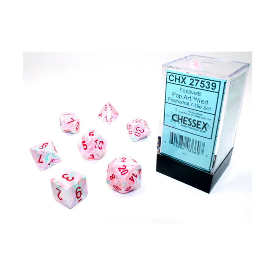 

Poly Set Pop Art с красным (7), Dice - Festive - Poly Sets (Chessex)