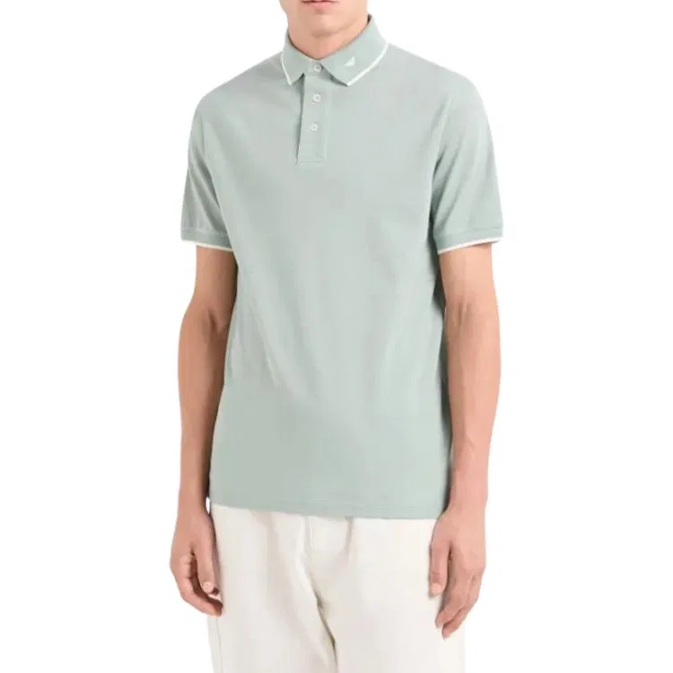 Поло из мерсеризованного пике с микровышивкой орла EMPORIO ARMANI, Light Green — фото 4