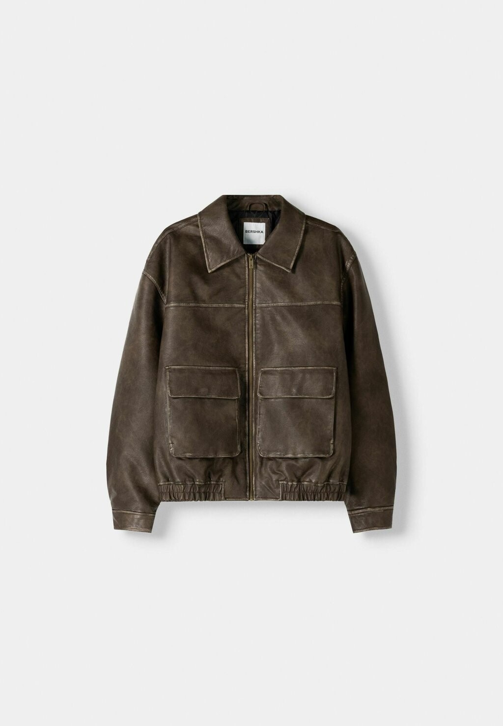 

Куртка из искусственной кожи Bershka, темно-коричневый