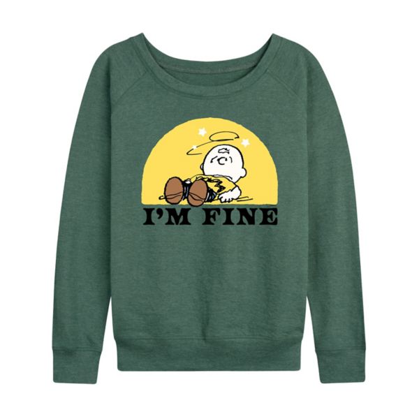 

Женская футболка с длинным рукавом из французского трикотажа «Peanuts Charlie Brown I'm Fine» Licensed Character, зеленый