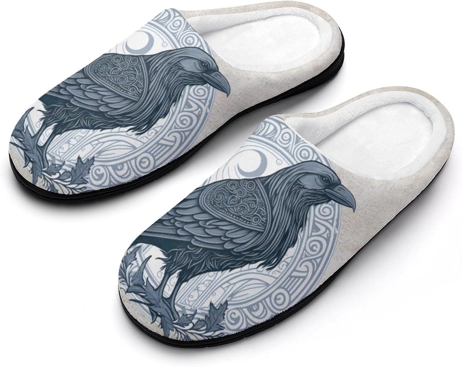 

Мужские тапочки Viking Winter из хлопкового трикотажа, мягкие и удобные, чтобы согреться, домашние тапочки для спальни и гостиной с нескользящей подошвой/Подарок для любителей викингов Yxhzyhy, Raven