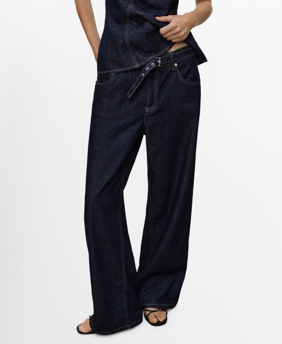 

Женские джинсы прямого кроя с поясом MANGO, Open Blue