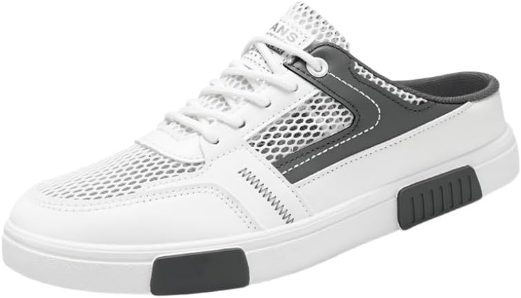 

Мужские лоферы больших размеров - с противоскользящей резиновой подошвой, легкие и дышащие повседневные туфли, подходят для ежедневной носки Fusecottc, белый/серый