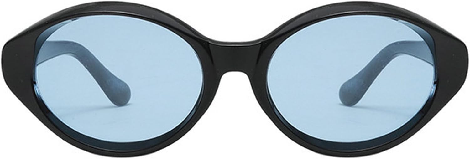 

Модные солнцезащитные очки для женщин с толстой оправой, маленькие овальные, винтажные круглые, модные солнцезащитные очки с защитой от УФ-излучения UV400 mincl, Black Blue