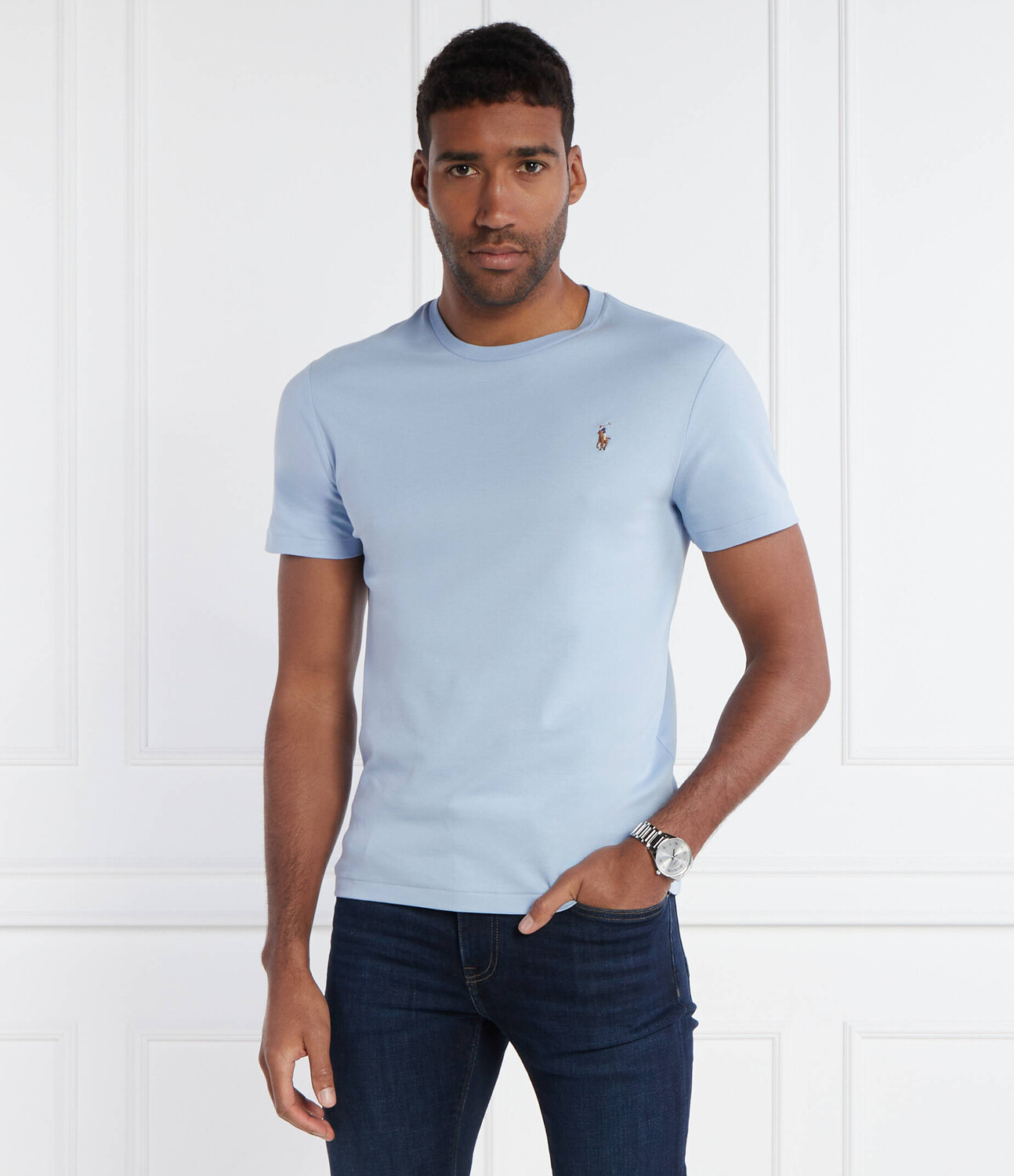 Футболка POLO RALPH LAUREN Slim Fit, небесно-голубой — фото 3