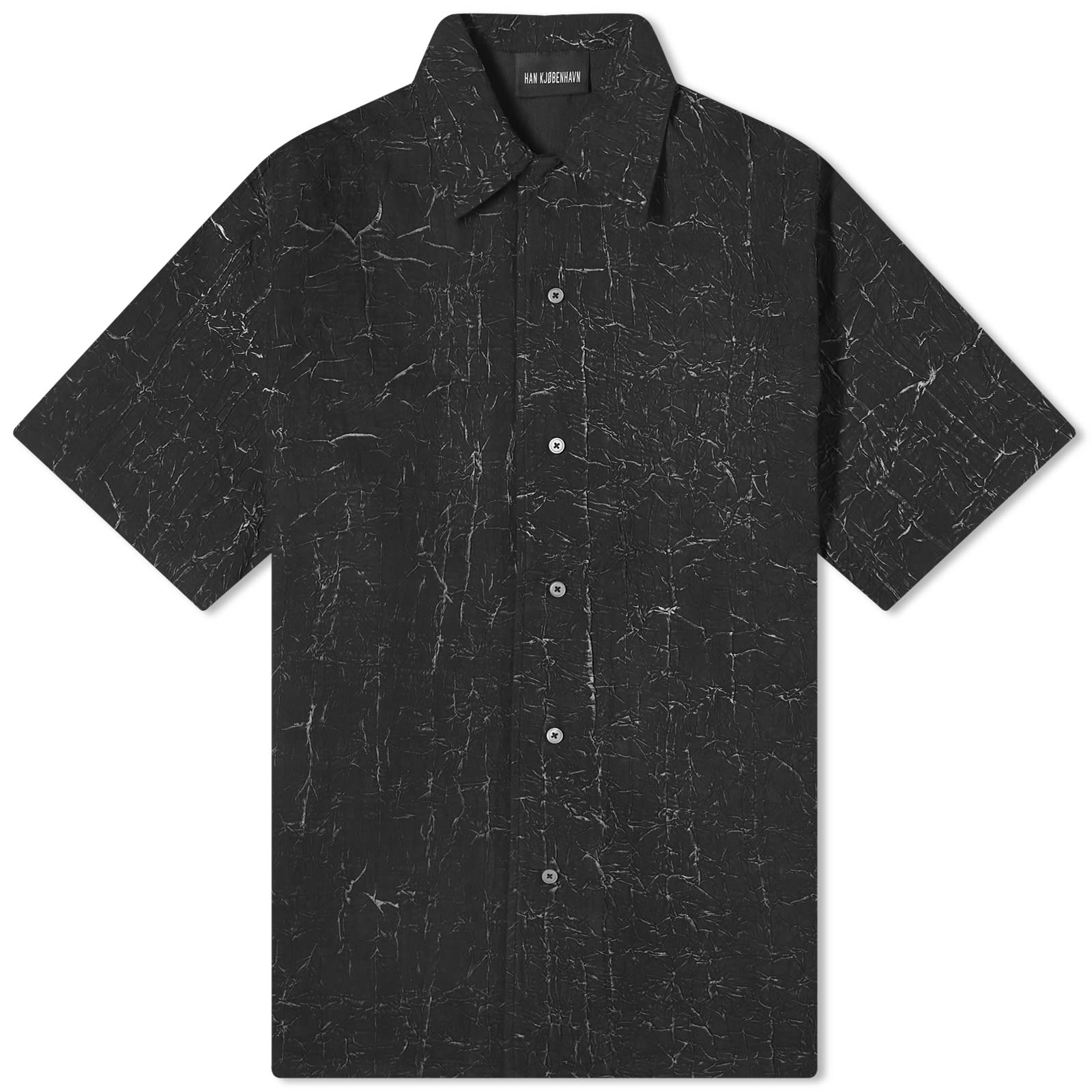 

Рубашка с коротким рукавом Han Kjobenhavn Wrinkle Bowling Shirt, черный