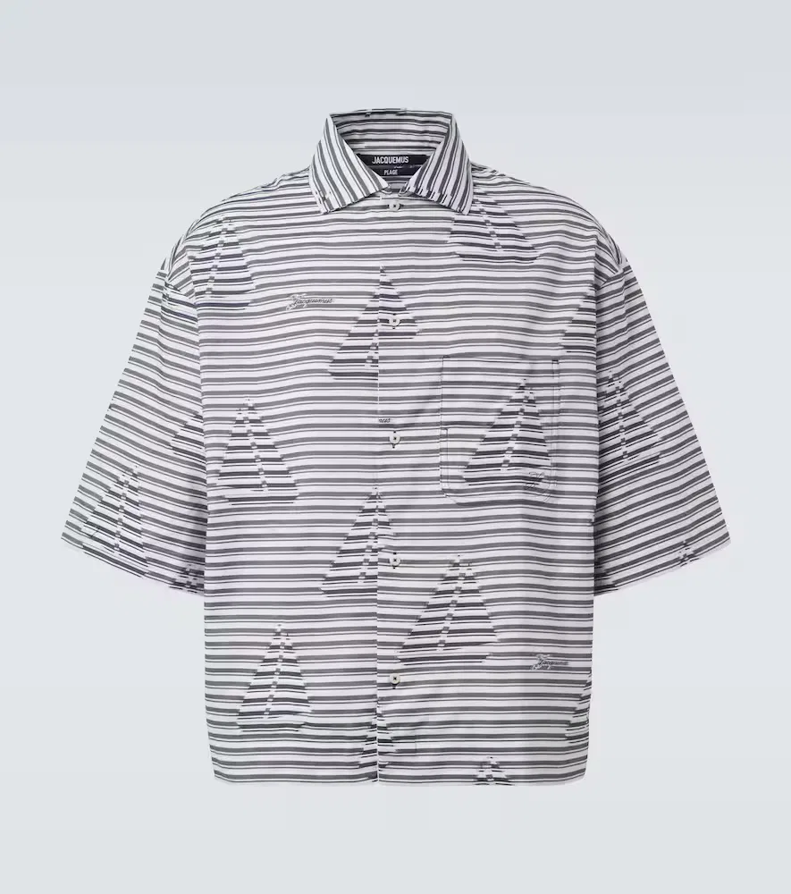 Полосатая хлопковая рубашка для боулинга Jacquemus, белый