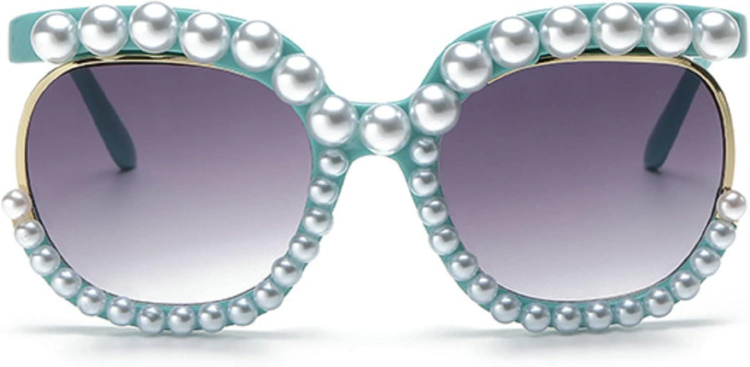 

Большие жемчужные солнцезащитные очки для женщин, роскошные винтажные квадратные солнцезащитные очки для вечеринок и фестивалей, круглые, блестящие солнцезащитные очки UV400 mincl, Blue