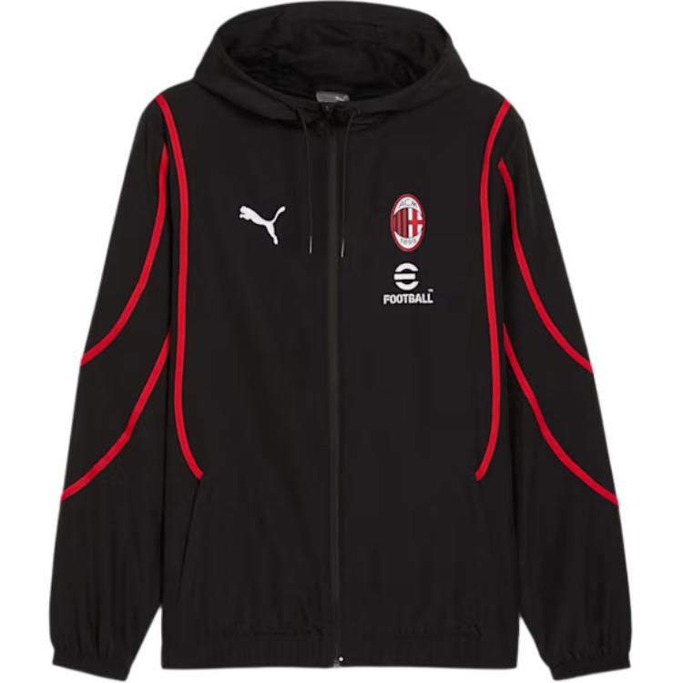 

Футбольная куртка Ac Milan Pre-Match для мужчин из тканого материала PUMA, черный/красный