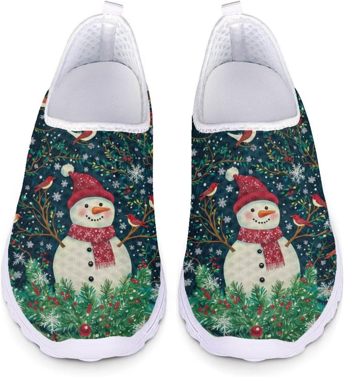 

Кроссовки Belidome для женщин и мужчин, водонепроницаемые слипоны для ходьбы, бега и походов, спортивные, дышащие, легкие, Cute Xmas Snowman