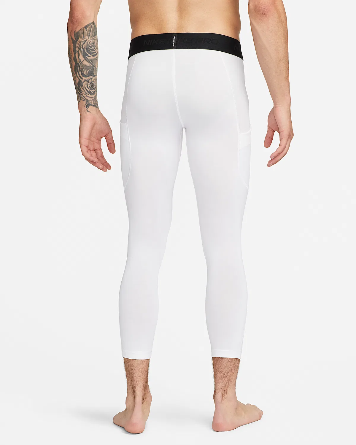 Мужские фитнес-лосины Nike Pro Dri-FIT 3/4, White/Black — фото 2