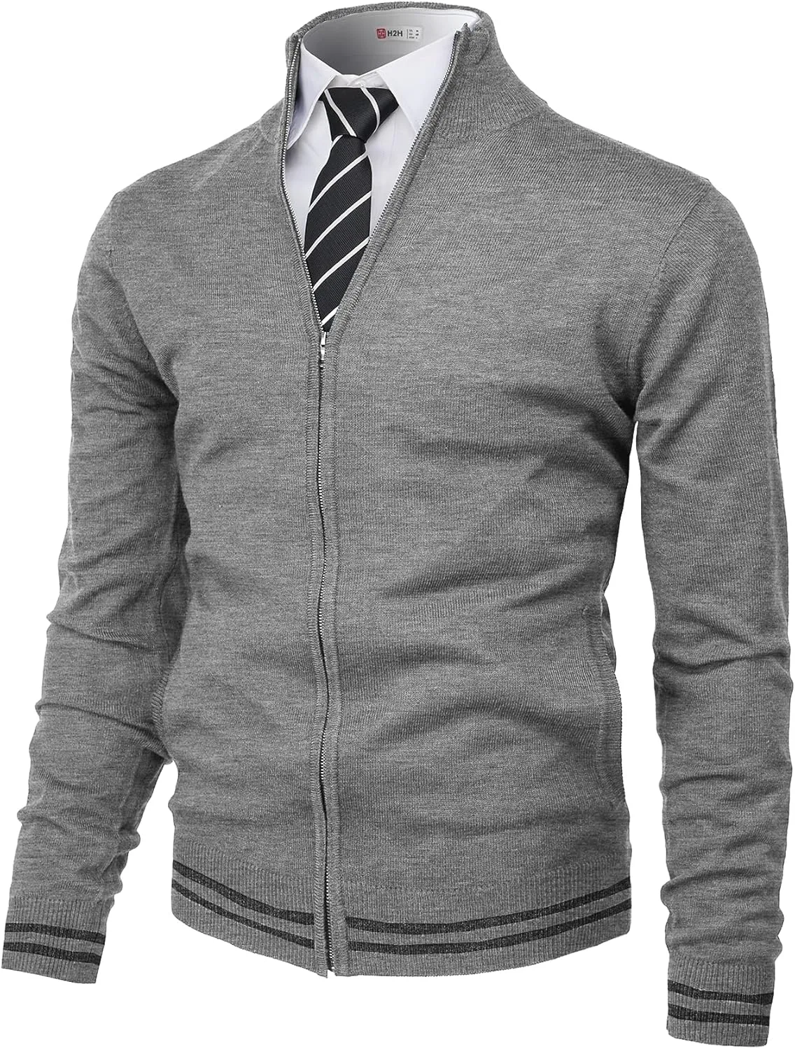 

Мужской кардиган H2H Casual Slim Fit с застежкой-молнией, длинным рукавом и рельефным узором