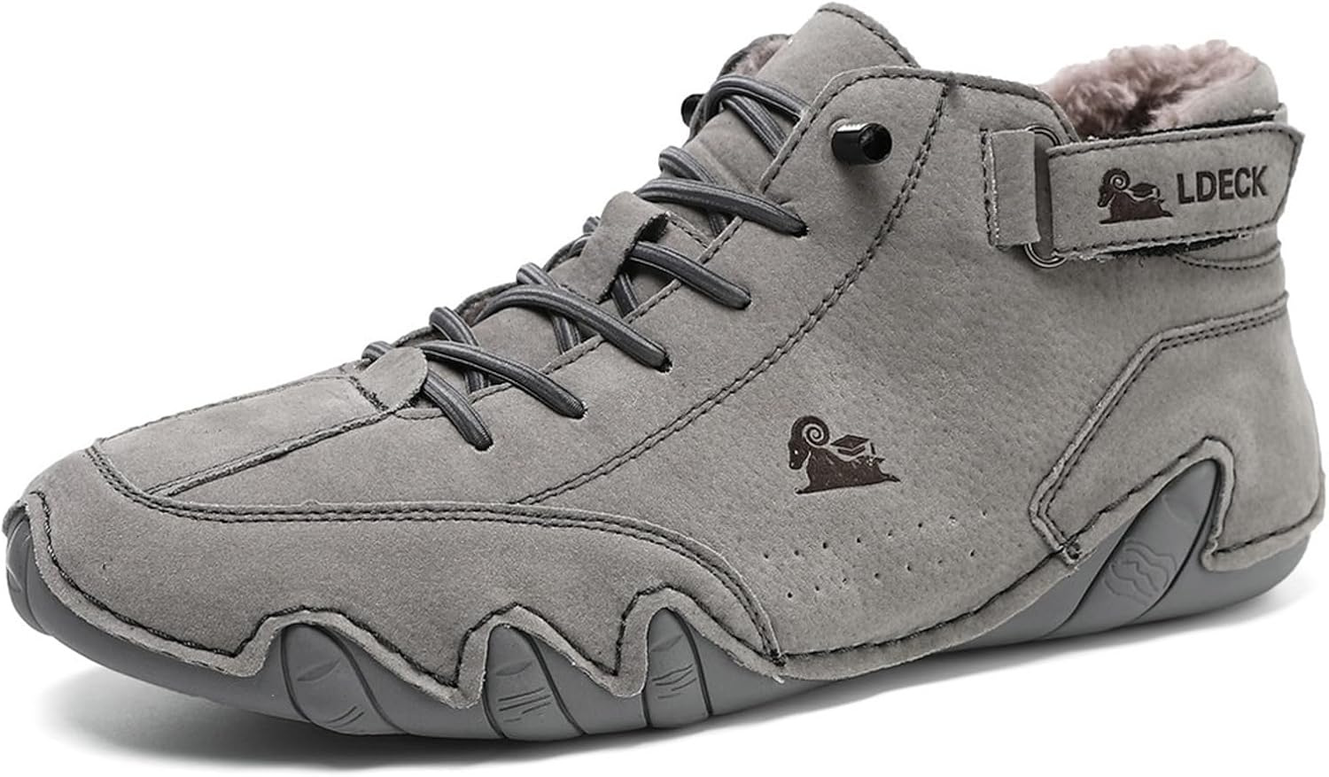 

Мужские зимние теплые кроссовки с плюшевой подкладкой, удобные повседневные обувь для улицы, противоскользящие, для ходьбы и вождения Abborora, серый