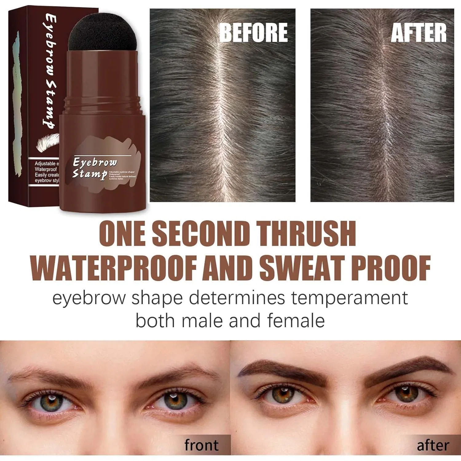 Набор для бровей Clawrex с водостойкой пудрой и 10 трафаретами Clawrex, Dark Brown — фото 3